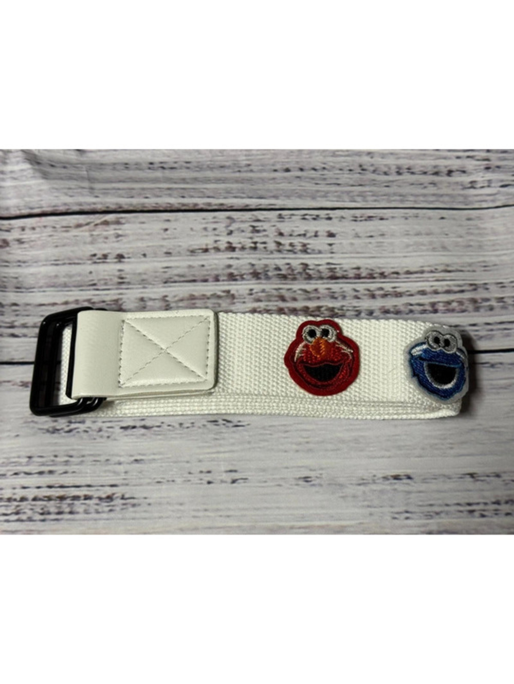 White Sesame Street Belt with Elmo & Cookie Monster Patches